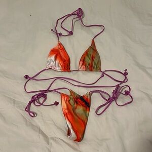 Tie Dye Colorful Thong Bikini - PrettyLittleThing